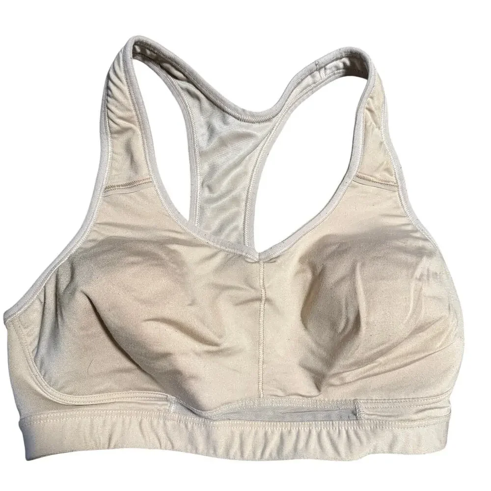 Athleta Off White Hullabraloo Halter Sports Bra Size 34C